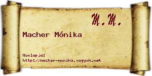 Macher Mónika névjegykártya